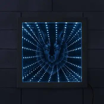 3D Vilkas Galvos Formos Infinity Veidrodis Atmosferą Namų Dekoro LED Išmaišykite Tunelio Tarpžvaigždinės Veidrodis Laukinių Gyvūnų šviesos Atspindėjimas