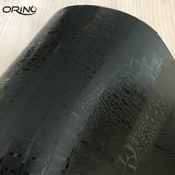 3D automobilių modeliavimo dirbtiniais juoda krokodilo odos car wrap vinilo kinas automobilio salono apdailos dydis 50x150/200/300/500CM