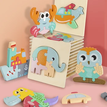 3D dėlionė medinė vaikų žaislų macaron gyvūnų įspūdį Montessori montavimas ankstyvasis ugdymas švietimo žaislai vaikams, kūdikiams, baby