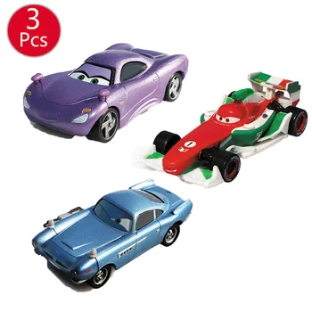 3Pcs/Set disney Pixar Automobilių 2 3 Žaibas McQueen Jackson Audra Sally Guido Mater 1:55 Diecast Metalo Lydinio Automobilių modeliai Vaikams Dovanos