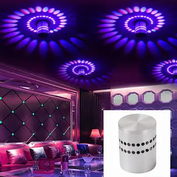 3W RGB Nuotolinio Valdymo Spiralės Skylę LED Sienų apšvietimo Žaidimo Kambarys, Baras Namų Lubų Lempa RGB Sienų apšvietimo 5.5x7 cm