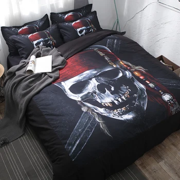 3d Piratų Mados tendencija Patalynės Komplektai juoda patalyne, minkšta antklodė padengti antklodė padengti pagalvių užvalkalai Patogus BeddingOutlet