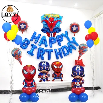 41pcs/daug Spiderman Folija Balionai Laimingas Brthday Kapitonas Amerika Herojus Balionas Vaikams Gimtadienio Dekoravimas Žaislus Oro Ballon
