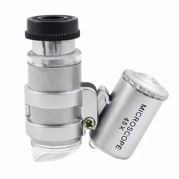 45x Nešiojamas Mini Papuošalai mikroskopu dviguba LED lempos didelės galios nustatymas antikvariniai papuošalai spausdinimo dot didinamasis stiklas