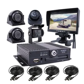 4CH 1080P Mobiliosios Transporto priemonės, Automobilių DVR MDVR Vaizdo įrašymo Sistema su 4 SONY IP69 Galinės Pusės Priekinė Kamera Sunkvežimių Van Autobusų RV 7