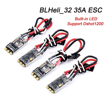 4pcs 2-5S 35A BLHeli_32 BLheli 32bit ESC Built-in LED Paramos Dshot1200 Multishot už FPV RC Lenktynių Quadcopter Modelis Rėmas