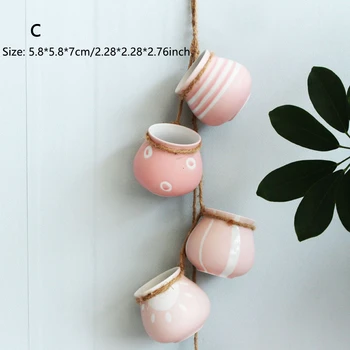 4pcs Sieniniai Keramikos Vazonas Kabinti Sultingas Gėlių Vazonas Kaktusas Bonsai Augintojams Konteinerių Kanapių Virvė Sodo Puošmena