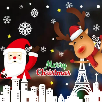 4pcs/set 2021, Kalėdos, naujieji Metai Apdaila Statinio Lipdukai Lipdukai Langai Stiklo Plytelės Kalėdų Snaigės Kalėdų Senelis Namų Dekoro
