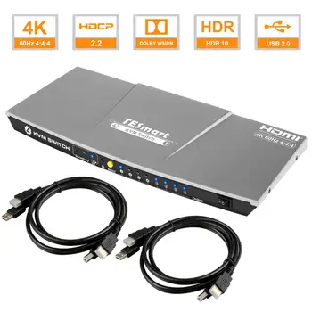 4x1 HDMI KVM Switch 4K@60Hz USB2.0 4 Prievadai palaiko IR Nuotolinio Valdymo 4 Vnt.