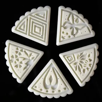 5 Stiliaus Antspaudų 50g Trikampis Gėlių Mėnulis Torto Sluoksnį Sausainių Formavimo Rinkinys Mooncake Dekoro, Virtuvės Įrankiai