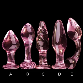 5 Stilių, Rožinė Kristalų Butt Plug Pyrex Stiklo Analinis Dildo Kamuolys Granulių Netikras Penis Moterų Masturbacija Sekso Žaislai Suaugusių Moterų, Vyrų Gėjų