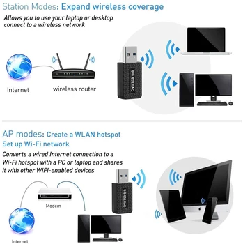 5 ghz WiFi Adapteris USB 3.0 Ilgo Nuotolio WiFi Antenos Ethernet Adapter Wi Fi Dongle For PC Nešiojamas 1300M Wi-Fi Imtuvas Tinklo plokštė