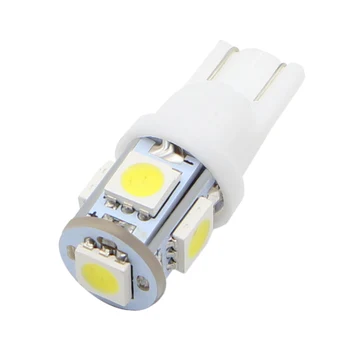 50X T10 W5W LED Lemputės 5 SMD LED Balta Mėlyna Raudona Geltona Žalia 5050 194 168 Super Šviesus pleišto Žibintai, Lempos, lemputės 12V