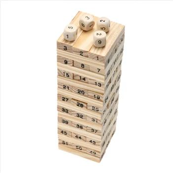 54 +4pcs Stacker Ekstraktas Pastato Švietimo Žaidimas Dovanų Naujas Medinis Bokštas Medienos Blokai Žaislas Domino