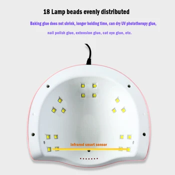 54W UV Lempa Nagams LED Nagų Džiovintuvas LEDO Lempa Saulės Šviesą Gydant Visas Gelis lenkijos Džiovinimas UV Gelio Automatinė indukcijos nemokamas pristatymas