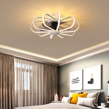 55CM Šiaurės LED ventiliatorius lempos su šviesos nuotolinio valdymo miegamojo puošimas šiuolaikinės ceeling gerbėjai su šviesos ventiliatorius Silent lempos
