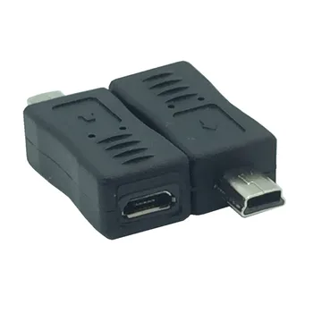 5PC Juoda Micro USB Female į Mini USB Vyrų Adapteris, Įkroviklis Adapteris Keitiklis