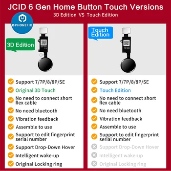 6 Gen Naujas JC Universalus home mygtuką Flex Cable For iPhone 7/7 plius/8/8 plius return mygtukas mygtukas mygtukas atgal grįžti Ant Off fuction