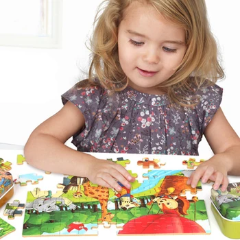 60 Vienetų, Medinės Dėlionės, Žaislai Vaikams, Cartoon Gyvūnų Transporto priemonės Medienos Pjūklelis Kūdikių Montessori Švietimo Žaislas Vaikams 2+ Kalėdos Dovanas
