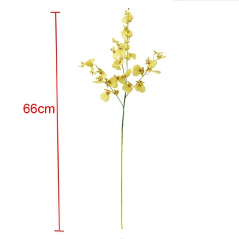66cm Nekilnojamojo Touch Orchidėja Dirbtinių Gėlių Namų Vestuves Apdailos Geltona Šokių Orchidėjos Netikrą Gėlių, Drugelių Orchidėja