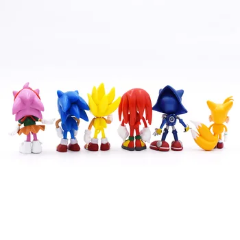 6Pcs/Set Sonic Duomenys Žaislas Pvc Žaislas Sonic Šešėlis Uodegos Simbolių Skaičius Žaislai Vaikams Gyvūnų, Žaislų Rinkinys 6-7cm