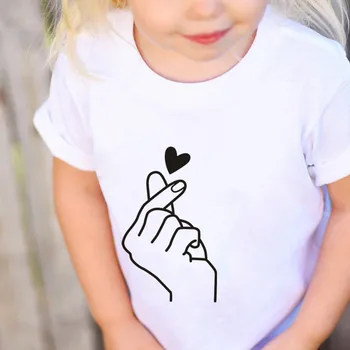 7 Spalvų Vaikams Vasarą trumpomis Rankovėmis Mergaitėms Berniukų Marškinėliai Harajuku Širdies Ranką Spausdinti vaikiški marškinėliai Atsitiktinis Juokinga, vaikiški Drabužiai