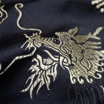 75cmx 100cm Metallic Žakardo Brokatas Medžiaga, juodasis drakonas modelio 3D elastiniai siūlai dažyti audinio Moteriški Paltai Suknelė Sijonas