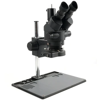 7X - 45X Zoom Pramonės Lab vienu metu-židinio Aliuminio Lydinio Stovėti Stereo Mikroskopas Trinokulinis Mikroskopu Nustatyti Telefono PCB Remontas