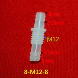 8-M12-8 dvipusis bendri, plastikiniai jungtis, vamzdžių bendras, žarnos montavimo 100vnt