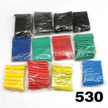 8 dydis daugiaspalvis / juoda 127 spalva 328 / 530Pcs įvairių poliolefino termiškai susitraukiantis vamzdelis kabelio korpusas padengtas vielos tipo 