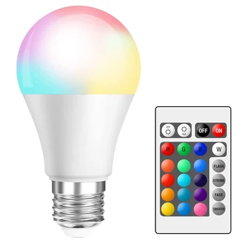 85-265V E27 5W RGB LED Lemputės Šviesos Lempa 16 Spalva Keičiasi Nuotolinio Valdymo pulto LED Lempos 1/2/4 Pack RGB IR Remote Control+Atminties Režimas