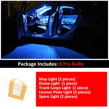 8Pcs Karšto Pardavimo White Ice Blue LED Lempos, Automobilių Lemputės Interjero Paketą Rinkinys Toyota Yaris 2007-2011 Žemėlapis Dome Licenciją Plokštelės Šviesos