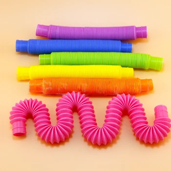 8pcs Spalvingas Plastiko Pop Vamzdžių Ritės Vaikų Kūrybinės Stebuklinga ToysCircle Juokingi Žaislai, ankstyvuoju Vystymosi Švietimo Lankstymo Žaislas