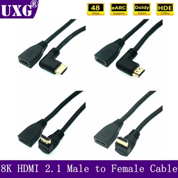 90 Laipsnių Dešinėn, Kairėn, Aukštyn Žemyn Kampu HDMI-2.1 Vyrų ir Moterų Kabelis 4K 120HZ 8K UHD HDR 48Gbps Kabelis HDMI-Converter 15 cm 60cm 1,8 m