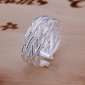 925 Sterling Silver Cross Pynimo Atidaryti Žiedas Bague anillos Moterų Vestuvių Dalyvavimo Šalies Mados Žavesio Papuošalai