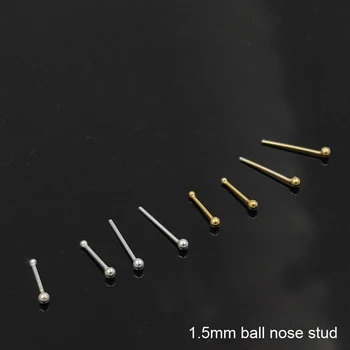 925 Sterlingas sidabro 1,5 mm kamuolys nosies stud indiian nosies pin auskarų 20pcs/pak