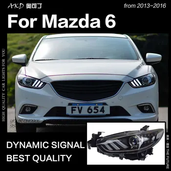 AKD Automobilių Optikos už Mazda 6 Atenza LED Žibintų 2013-2017 Mustang Dizaino LED DRL Hid Žibintas Angel Eye Bi Xenon Priedai