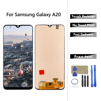 AMOLED / TFT Samsung Galaxy A20 A205 Lcd A205F/DS A205F LCD Ekranas Jutiklinis Ekranas skaitmeninis keitiklis Asamblėjos Pakeitimo