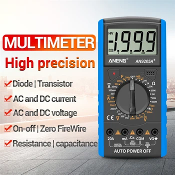 AN9205A AC DC LCD Ekranas Profesionalų Elektrinį Rankinį Testeris, Matuoklis Skaitmeninis Multimetras Multimetro Ammeter Multitester