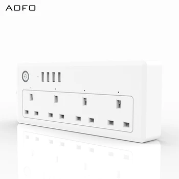 AOFO WiFi Galios juostiniai UK standartas 100-240V 13A vardinė smart išplėtimo lizdo alexa 