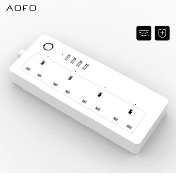 AOFO WiFi Galios juostiniai UK standartas 100-240V 13A vardinė smart išplėtimo lizdo alexa 