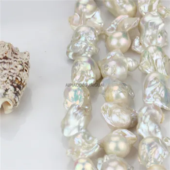 APDGG Gamtos AA didelis nucleated 20-25mm originali baroko white pearl sruogos prarasti karoliukai moterų lady papuošalai 