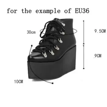 ASILETO kelio Batai Moterims motociklo Gotikos batai kniedės batai pleištai platforma Aukštakulnius Batus moteris nėrinių zapatos botas S750