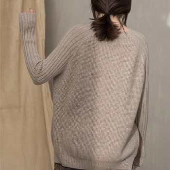 ATTYYWS Rudens ir žiemos naujas apvalios kaklo kašmyro megztinis moteriška prarasti galvą, šiltas ir patogus, visą rankovėmis megztiniai vilnos megztinis