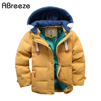 Abreeze vaikų Žemyn & Parkas 4-10T žiemos vaikai viršutiniai drabužiai berniukams atsitiktinis šiltas gobtuvu striukė berniukams, kieti berniukai šilti paltai