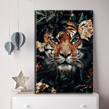 Abstrakti Gyvūnų Meno Plakatai Tigras Liūtai Džiunglių Šiaurės šalių Sienos Meno Tapybos Drobės Spausdina Nuotraukas Kambarį Namo Apdaila