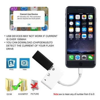 Adapteris, USB OTG Apšvietimas 3.5 mm Jack Laidą Įkrovimo lizdas Adapteris, Suderinamas su Telefono 11 Xs XR X 8 7 /Pad