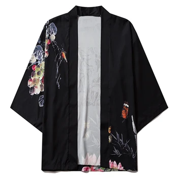 Aelfric Eden Hip-Hop Japonų Kimono Striukės Drugelis Spausdinti Priekiniai Atidaryti Paltai Vasaros Harajuku Japonija Streetwear Megztinis Marškinėliai