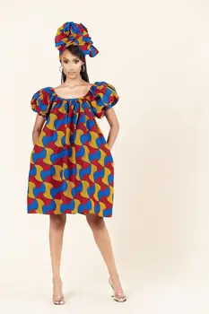 Afrikos Atsitiktinis Moterų Suknelė su skarelė Mados Seksualus Slim Mielas Femme Drabužiai Plius dydis Apranga Vestidos heidi bazin Riche V2025000