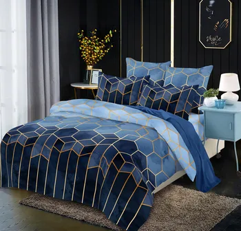 Aggcual geometrijos karalius dydžio patalynės komplektas prabangių grynos spalvos, paprasti Aukso Linija antklode padengti nustatyti dvigulė lova nr. lakštai tekstilės 3pcs be69